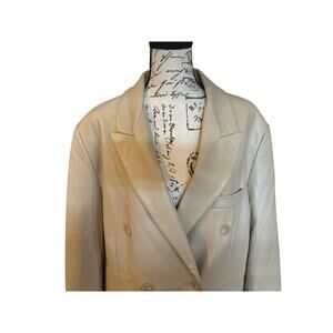 NWT Mango (MNG) Beige/Cream Vegan Faux Leather Power Blazer Size 1X FallLayering